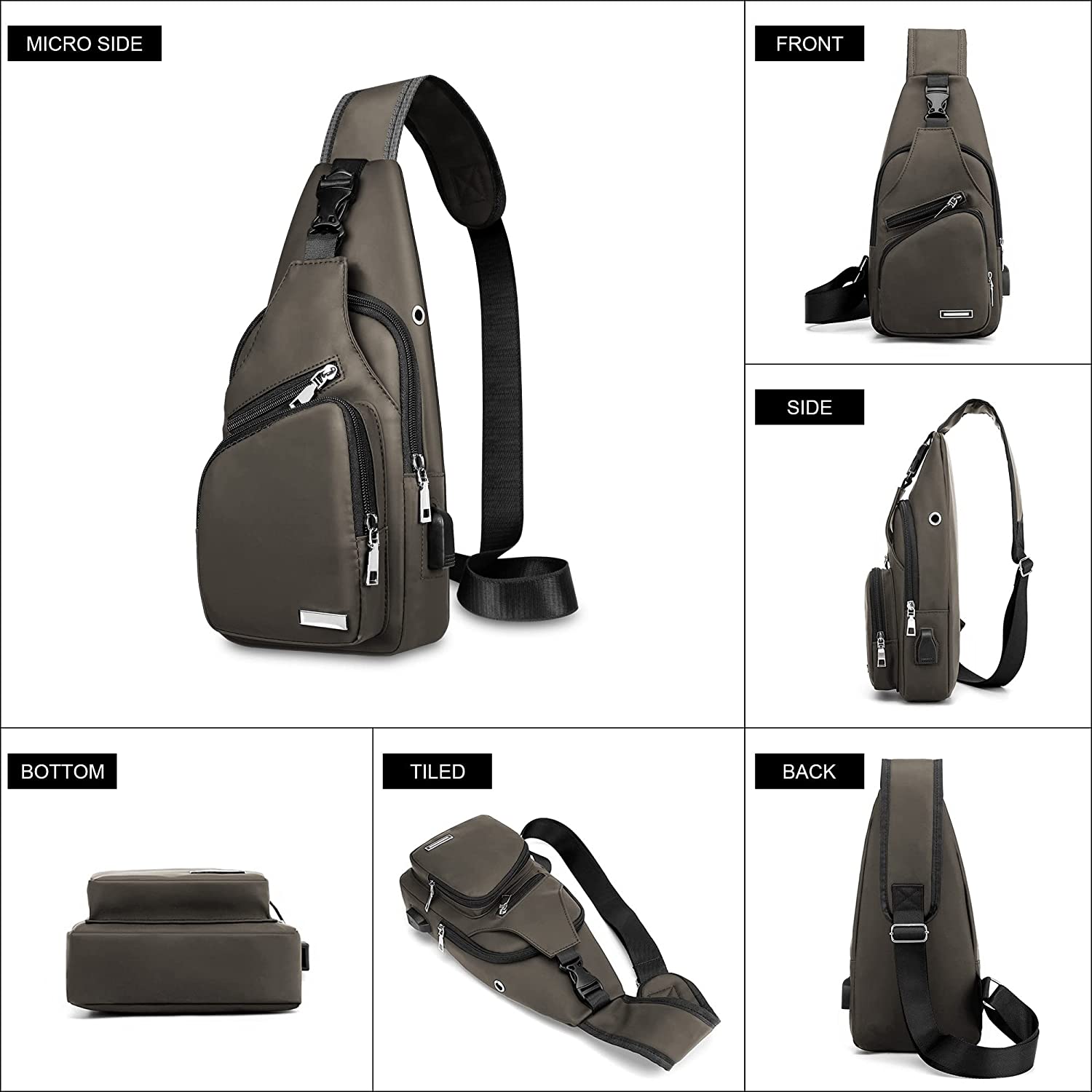 Waterproof Sling Bag Crossbody Backpack for Men Women Sling Backpack Hiking Daypack Multipurpose Cross Body Chest Bag - Image 3